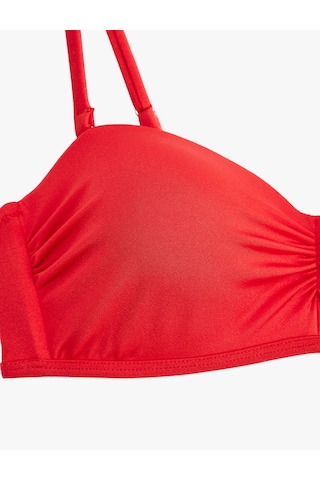 Koton Kalp Yaka Drape Detaylı Straplez Bikini Üstü Kırmızı 6sak10066mm