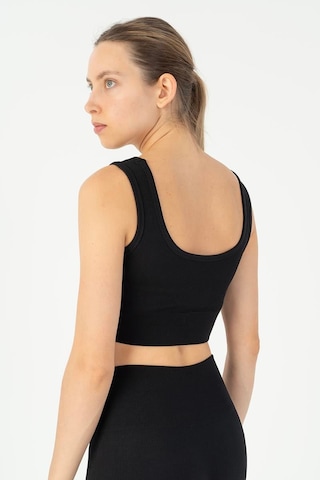 Maraton Slimfit Kadın Düz Yaka Siyah- Bra Siyah-