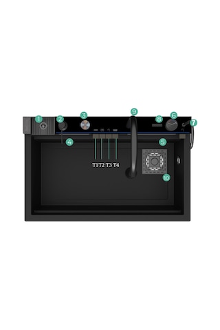 Real Stone Victoria Granit Akıllı Eviye Seti 75.5 x 47 CM Siyah