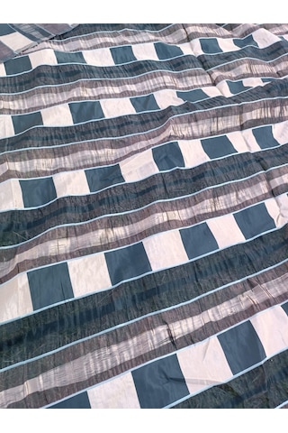 Çizgi Desenli Tül İşlemeli Fon Perde Kumaşı Çok Renkli 2,75x12m