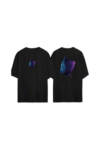 Thewert Unisex Siyah Groot Baskılı Oversize T-shirt