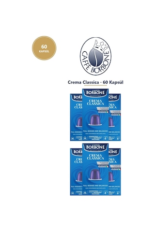 Caffe Borbone Crema Classica 60 Kapsül 6x10 - Nespresso Uyumlu Alüminyum Kapsül Kahve Tett 07.2027 Caffe Borbone Crema Classica 60 Kapsül 6x10 - Nespresso Uyumlu Alüminyum Kapsül Kahve Tett 07.2027