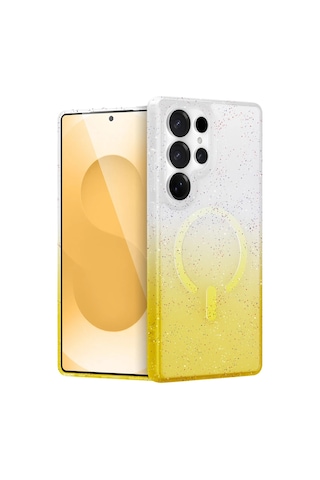 Newface - 733 - Samsung Uyumlu Galaxy S25 Ultra Pummel Shiny Magsafe Kapak - Glblseme - - Gold