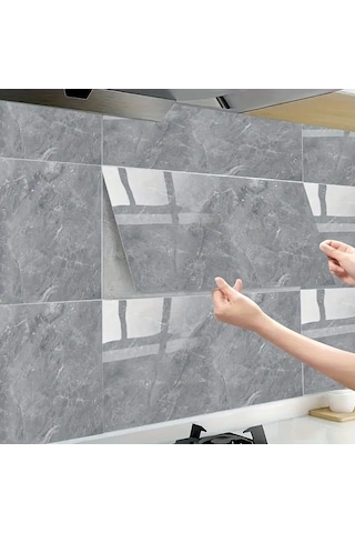 Kenpazar Gri Mermer Desenli Alüminyum Plastik Duvar Sticker