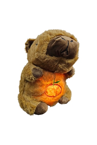 Nefes Alan Capybara 1 Adet Peluş Uyku Arkadaşı Melodili Kapibara 25 Cm. Kahverengi