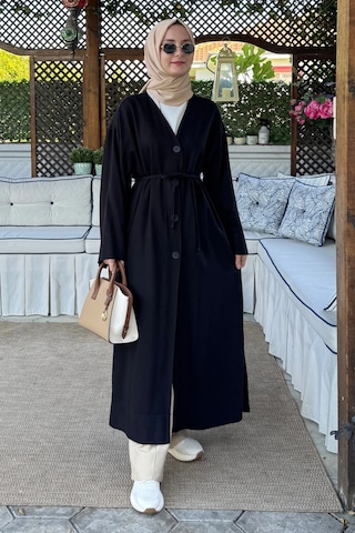 Rabia Şamlı Nazenin Kot Tencel Kap Siyah Normal