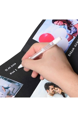 Klaket Albüm Siyah Yapraklı Ve Beyaz Jel Kalem