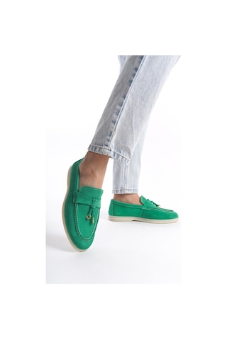 Mubiano Hakiki Deri Collection Kadın Süet Loafer & Babet Yeşil -mckry1410-y Yeşil