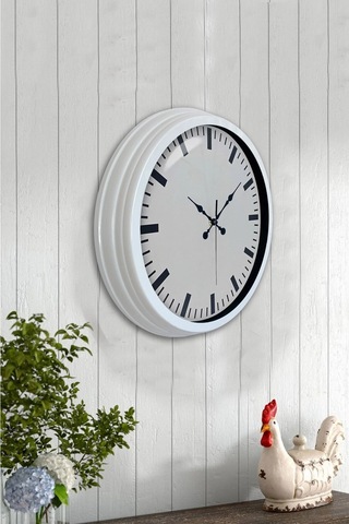 40 Cm Beyaz Metal Sade Duvar Saati Çok Renkli