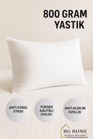 Mikrofiber Dolgulu Uyku Yastığı 50x70 Cm 800 Gr Dolgun Yumuşak Konforlu Yastık Beyaz