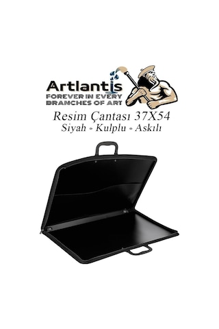Siyah Resim Çantası Fermuarlı Kulplu 37x54 Cm 1 Adet Teknik Resim Dosya Çantası 35x50 Cm Askılı