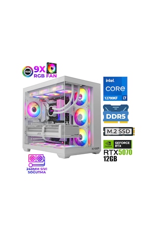 Xaser Master-X8 i7-12700KF 32 GB 1 TB M.2 NVMe SSD 12 GB RTX5070 Free Dos Masaüstü Oyuncu Bilgisayarı