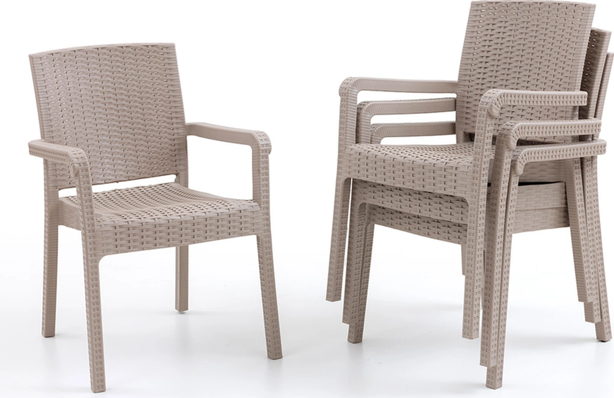 King 6 Kişilik Rattan Masa Sandalye Takımı Cappuccino Cappuccino