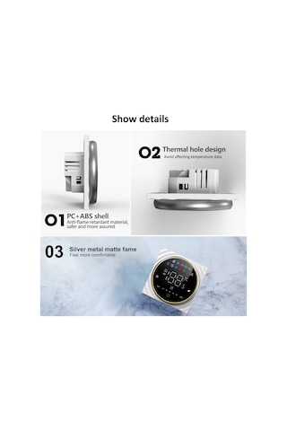 Ranyeek Siyah Akıllı Termostat, 3a Su Isıtma, Dokunmatik Panel, Manuel/programlanabilir Mod, Isı Kontrol Cihazı