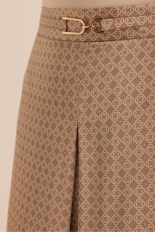 Aker Monogram Desenli Pilikaşe Detaylı Dokuma Etek Camel Camel