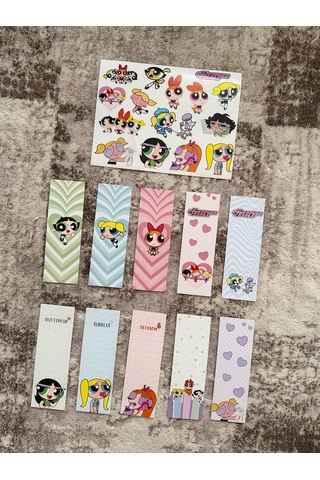 Powerpuff Girls Kitap Ayraç Ve Stickers Çıkartma Seti Pytkstkryr7
