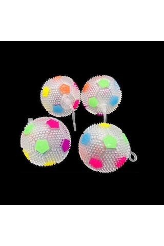 3 Pcs Flashıng Light Up Ball 3 Adet Sesli Led Işıklı Mini Futbol Topu Yoyo Işıklı Stres Oyuncağı Renkli