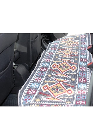 Pratik Oto Koltuk Kilim Seti 3 Parça Makine Dokuma Akrilik & Polyester Saçaklı - Gri