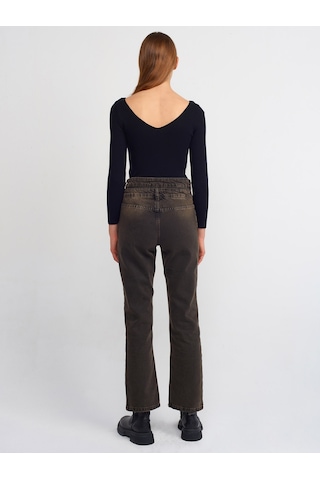 Dilvin Çift Kemerli Stright Denim Pantolon Siyah