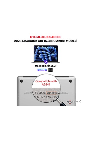 Novstrap Apple Uyumlu MacBook Air 15 İnç 2023 A2941 M2 Çip İle Ekran Koruyucu Parlak Nano Film