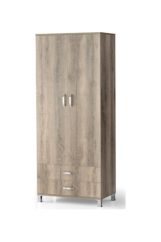 Erezogullari_Mobilya 2 Kapılı 2 Çekmeceli Gardrop Elbise Dolabı 79X46X189Cm