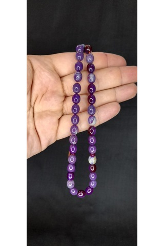 Anemore Collection Sıkma Kehribar Tesbih Mor Renk Beyzi Kesim T-412