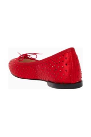Repetto Cendrillon Saten Balerin Ayakkabı Kristal Taşlı, Fiyonk Detaylı, Fransız El Işçiliği Babet Kırmızı