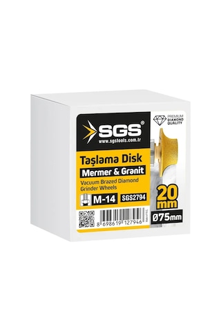 Sgs2794 M14-75x20 Mm Vakum Elmas Mermer Granit Taşlama Diski Balık Sırtı