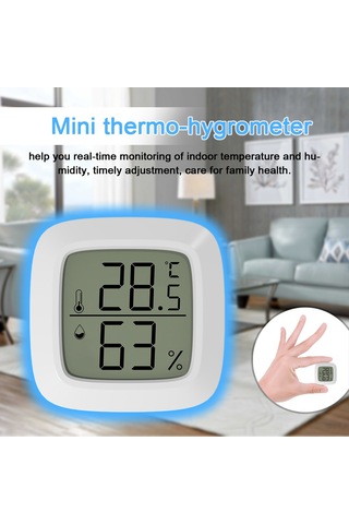 Dofolink Beyaz Mini Evcil Elektrikli Nem Ve Sicaklık Ölçer - Manyetik - Yüksek Hassasiyet - C - Cr2032 Pil Dahil