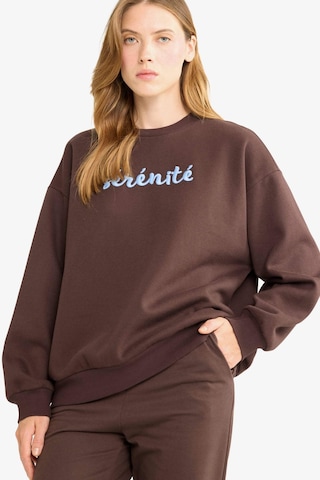 Defacto Oversize Geniş Kalıp Bisiklet Yaka Baskılı Sweatshirt G1823ax25wnbn267 Kahve