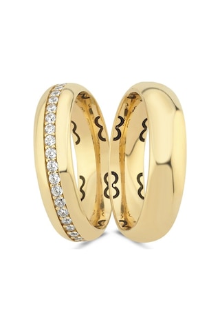 Altın Alyans Taşlı 5mm Bayan T12744 Renkli