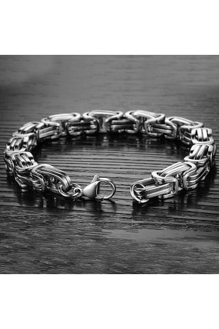 Ehediye Chavin Kral Model 6 Mm. Gri Çelik Erkek Bileklik Az68Slv Beyaz