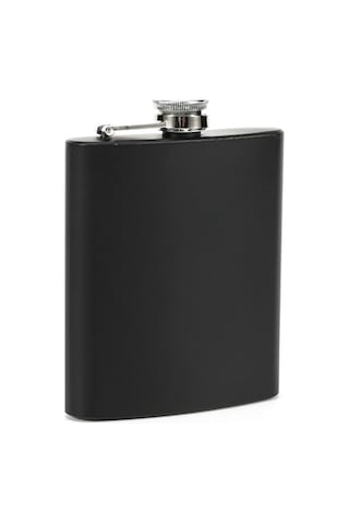 Sones 6oz 304 Paslanmaz Çelik Mat Siyah Boyalı Şişe Viski Votka Şarap Tenceresi Cep Şişesi