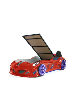 Arabalı Yatak , Kırmızı Jaguar Bazalı Arabalı Yatak,Full Ledli Kırmızı