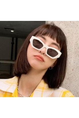 Beyaz İrregular Vintage&Retro Güneş Gözlüğü