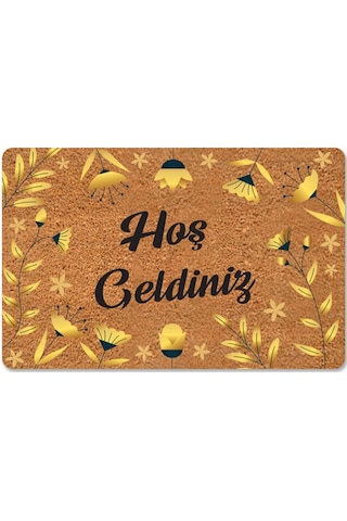 Modern Dijital Paspas - Hoşgeldiniz Karşılama Paspas - Kapı Önü Dekoratif Paspas Füme - Siyah