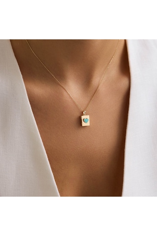 Blue Love Secret Resimli Kolye 10.1 Mm 45 Cm T14433 Renkli