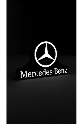 Mercedes Logolu Dekoratif Aydınlatma Led Gece Lambası Çok Renkli
