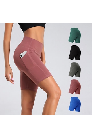 Geeroyoo Yoga Spor Şortu: Yüksek Bel, Nefes Alabilen, Hızlı Kuruyan, Yeşil, 2xl Yeşil