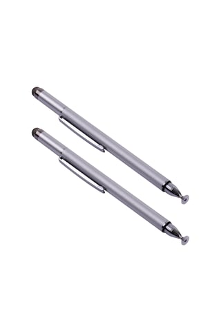 Singree 2si 1 Arada Fiber Ve Disk Uçlu Stylus Kalem Tüm Kapasitif Cihazlar İçin 2li Gümüş