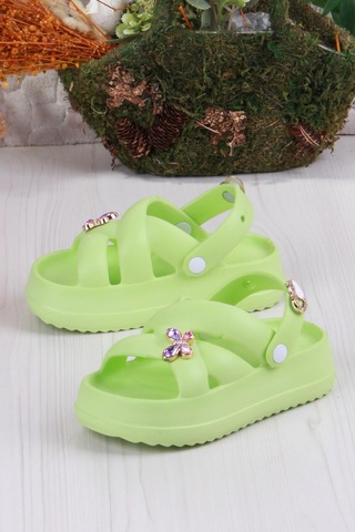 Fort Clx 6980 Plaj Deniz Havuz Terliği Hafif Rahat Esnek Kız Çocuk Terlik Yeşil