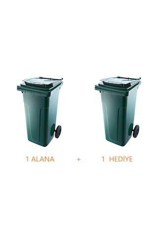 Kapaklı Tutma Saplı Özel Çöp Konteyneri 120 Lt Yeşil Büyük Boy 2 Adet