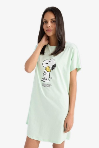 Defacto Snoopy Bisiklet Yaka Kısa Kollu Gecelik-fall İn Love F3137ax25smgn1139 Yeşil