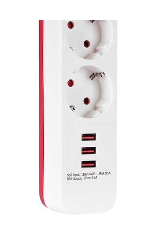 S-Link SPG403U 1.5M 750 Joule 3 USB 5V2.4A 4'lü Anahtarlı Akım Korumalı Priz