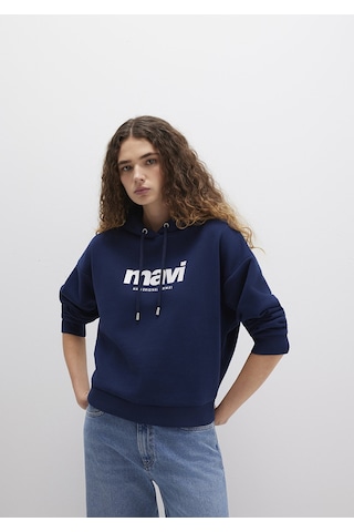 Mavi - Mavi Logo Baskılı Kapüşonlu Lacivert Sweatshirt 168334-704 Lacivert