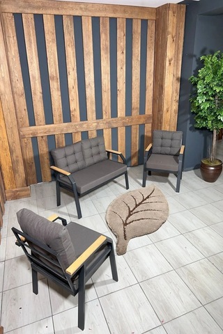Ard & Garden 2 1 1 Balkon Takımı, Çay Seti, Metal Koltuk Takımı, Bahçe Takımı, Bahçe Mobilyası Koyu Kahverengi