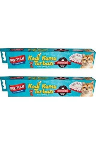 Koroplast Büzgülü Ekstra Güçlü Kedi Kumu Torbası 7'li 2 Adet Beyaz 82 x 50 CM