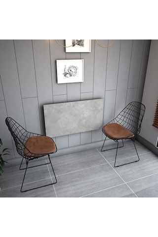 Asra Trend DMM-07 %100 MDF 90x50 cm Duvara Monte Katlanır Masa Retro Gri Mutfak Yemek ve Çalışma Masası