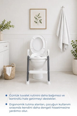 Babyjem Basamaklı Katlanır Klozet Adaptörü Antrasit