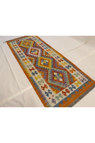 El Dokuma Afgan Yolluk Kilim Çok Renkli